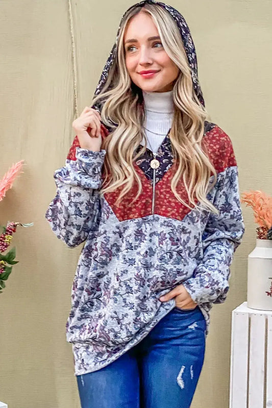 And The Why Printed Half Zip Up Long Sleeve Hoodie by And The Why