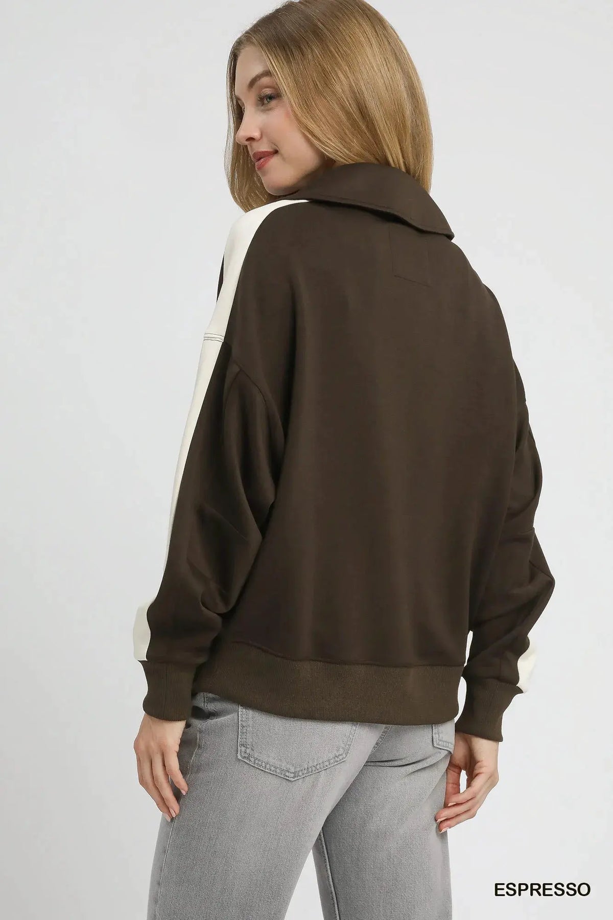 Umgee Color Block Polo Sweatshirt by POL