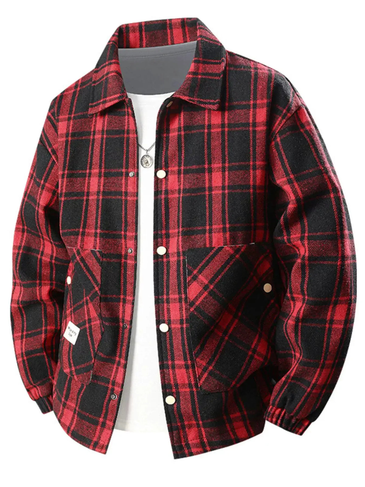 Men's Plus Size Plaid Button-Up Casual Shacket by Partner Label