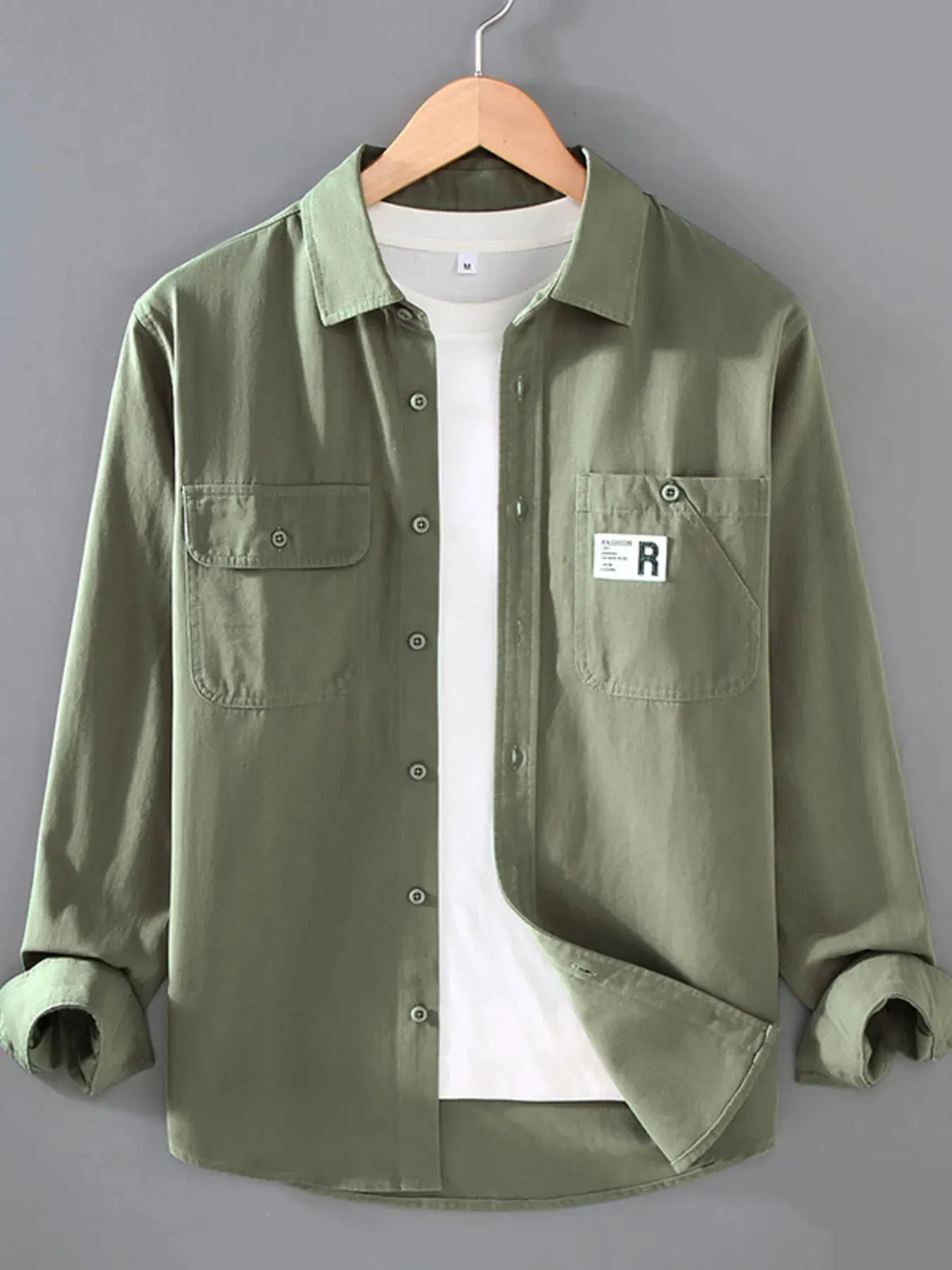 Men's Plus Size Casual Long-Sleeve Shirt by Trendsi