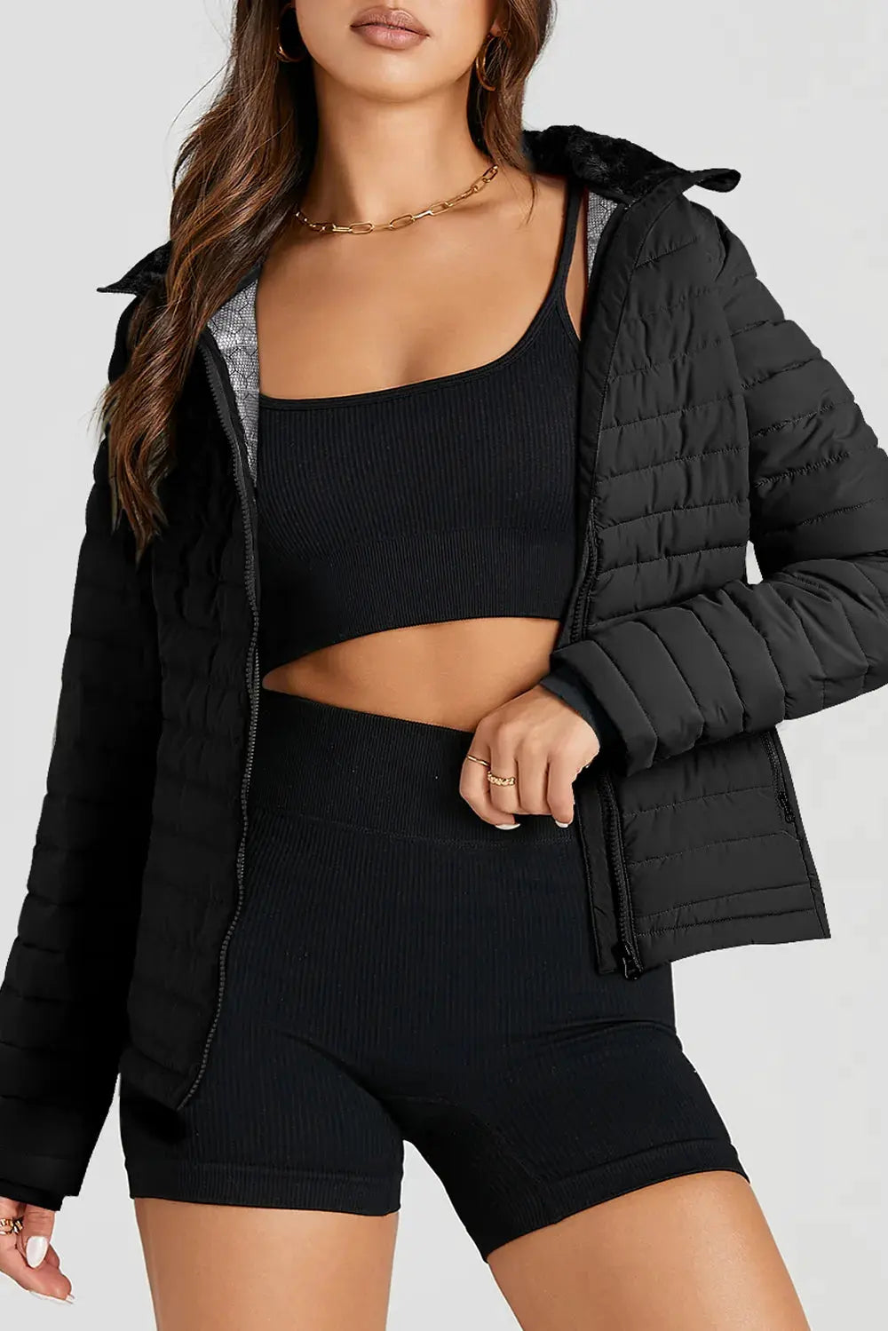 Turtleneck Zip Up Long Sleeve Jacket by Partner Label