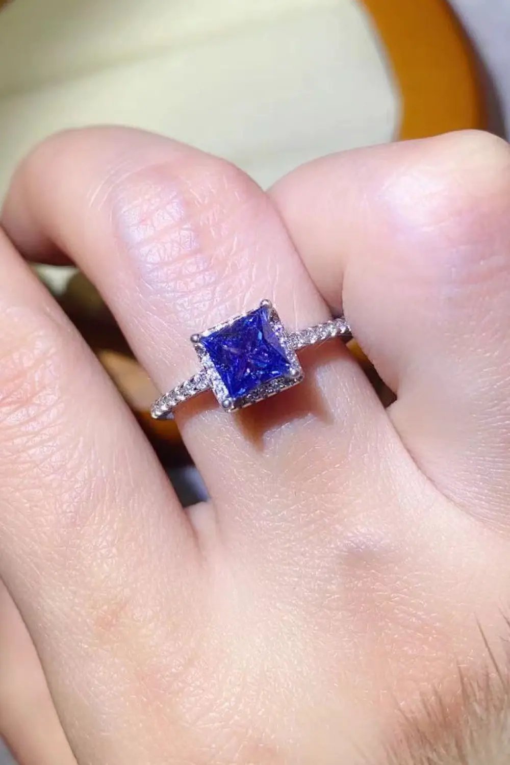 1 Carat Moissanite 925 Sterling Silver Square Ring by Partner Label