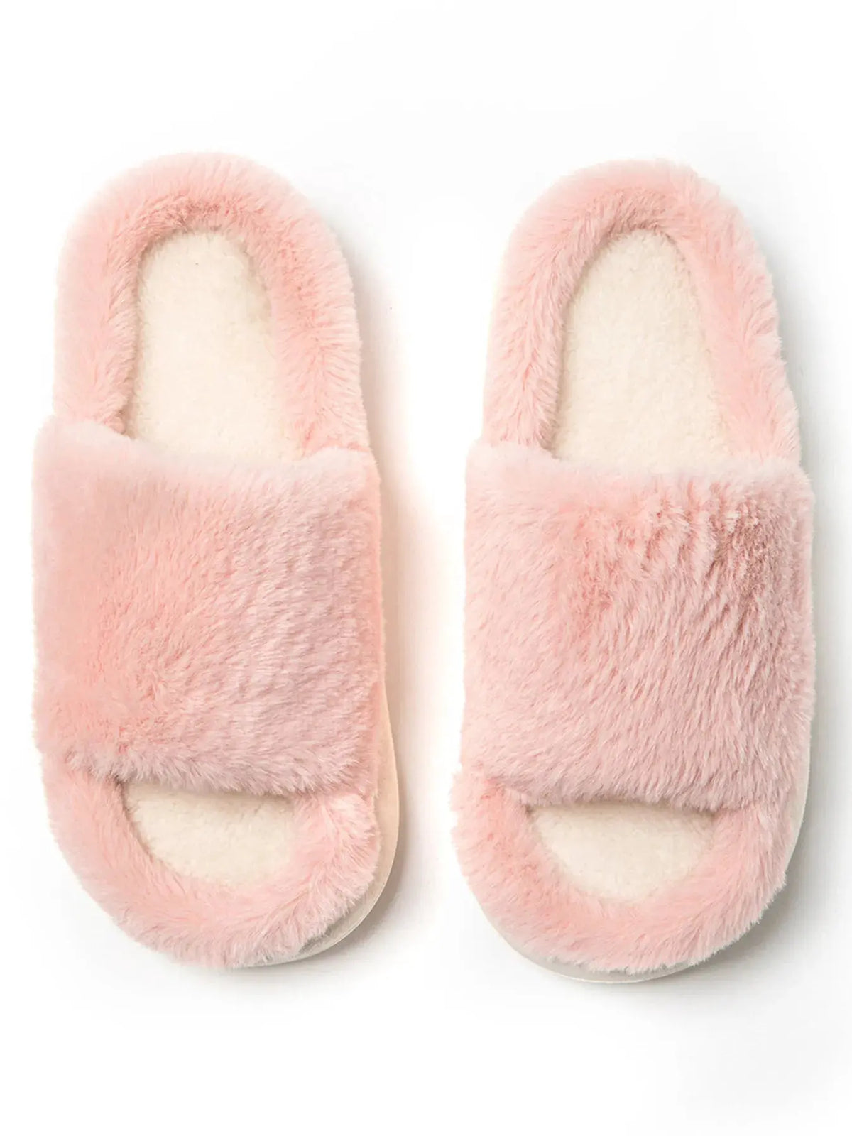 Fluffy Open Toe Comfort Slippers by Partner Label