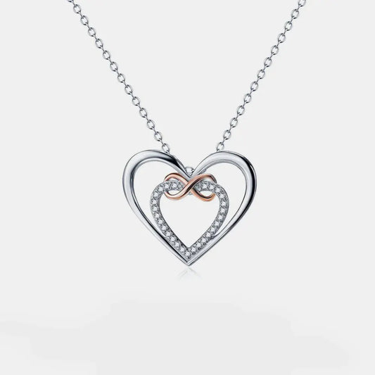 Heart Shape Inlaid Zircon 925 Sterling Silver Necklace by Partner Label