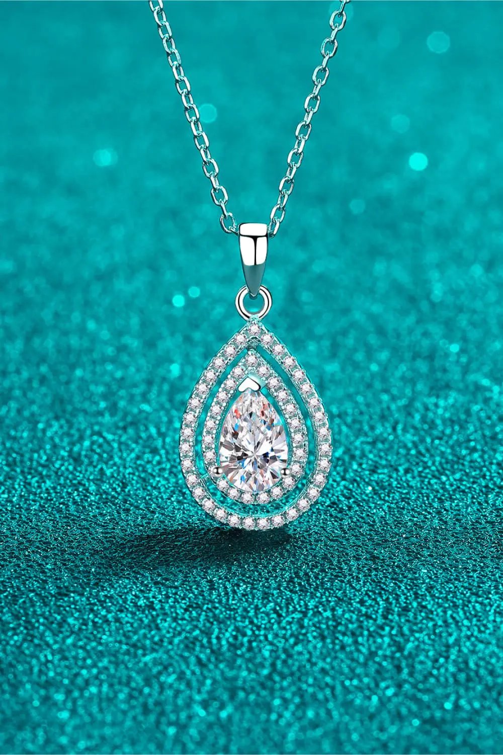 1 Carat Moissanite Teardrop Pendant Necklace by Partner Labels