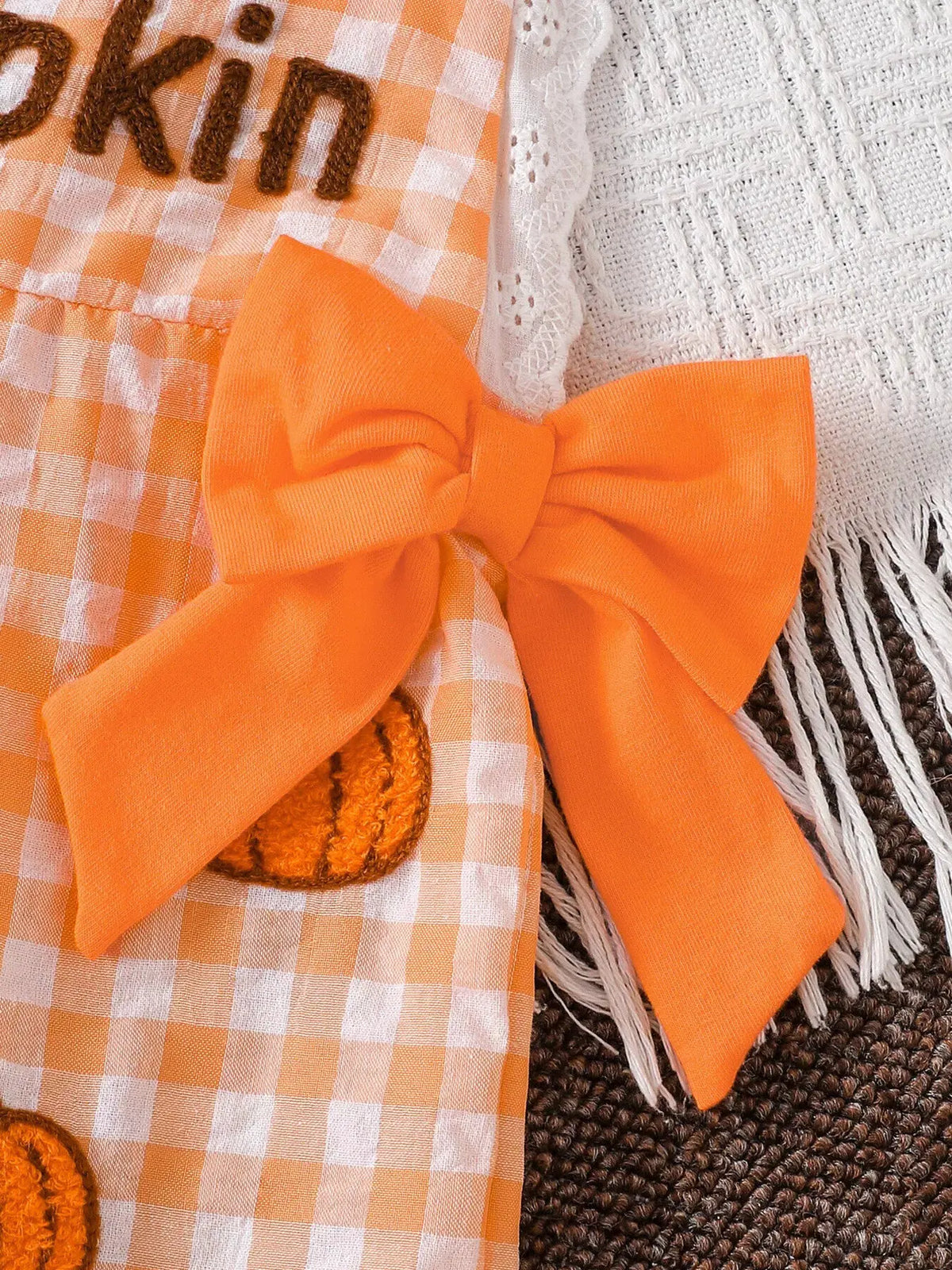Children's Little Pumpkin Gingham Ruffle Hem Jumpsuit by Partner Label