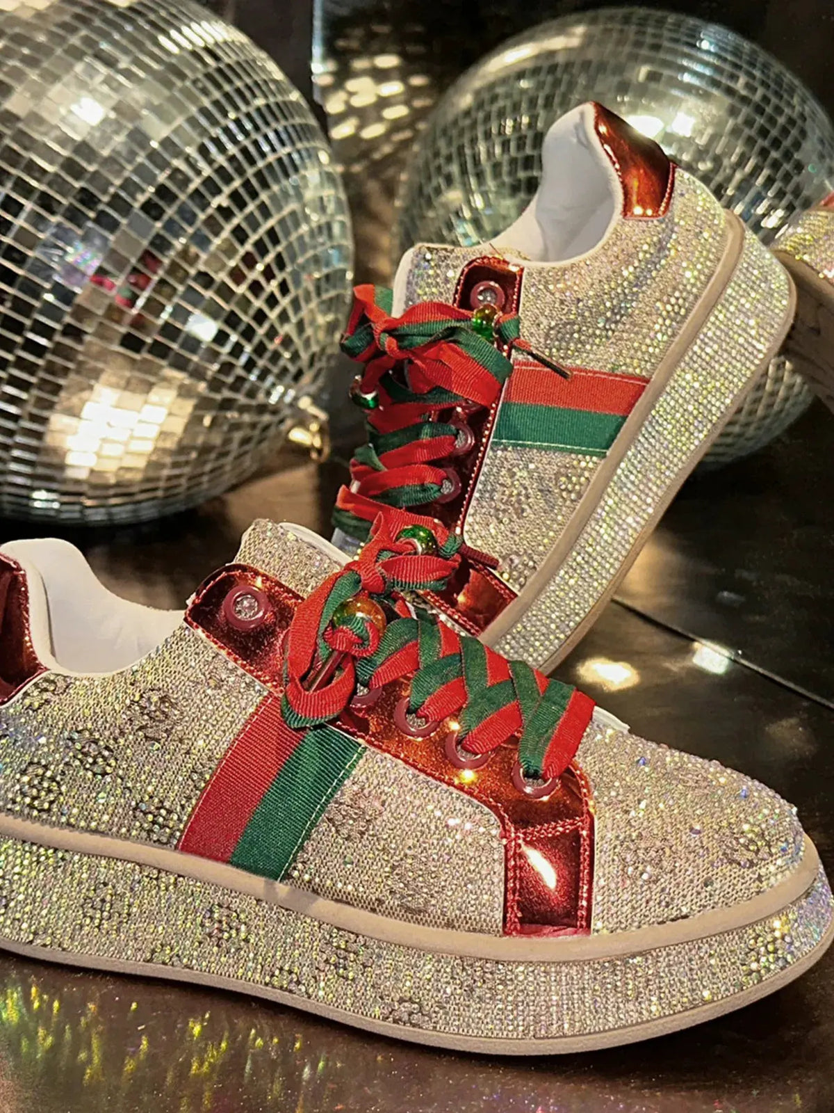 Rhinestone Round Toe Sneakers by Partner Label