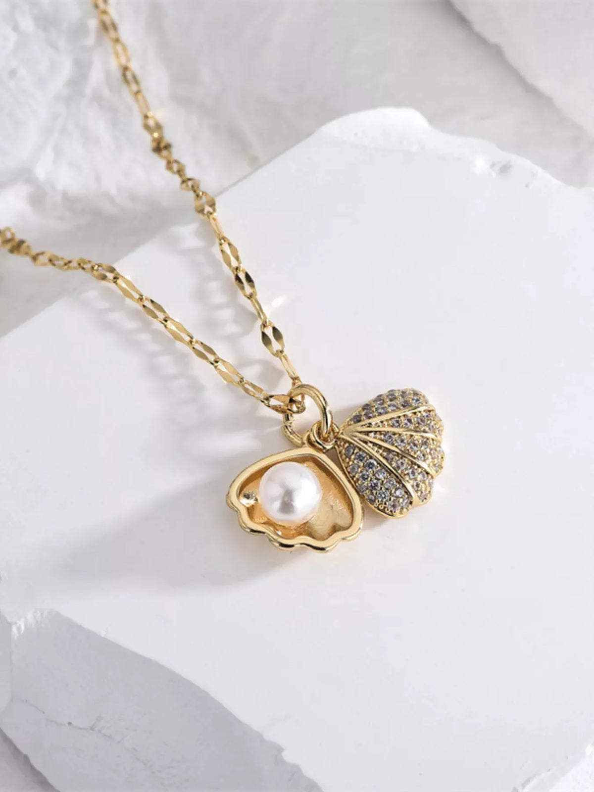 18K Gold-Plated Pearl Shell Necklace by Partner Labels