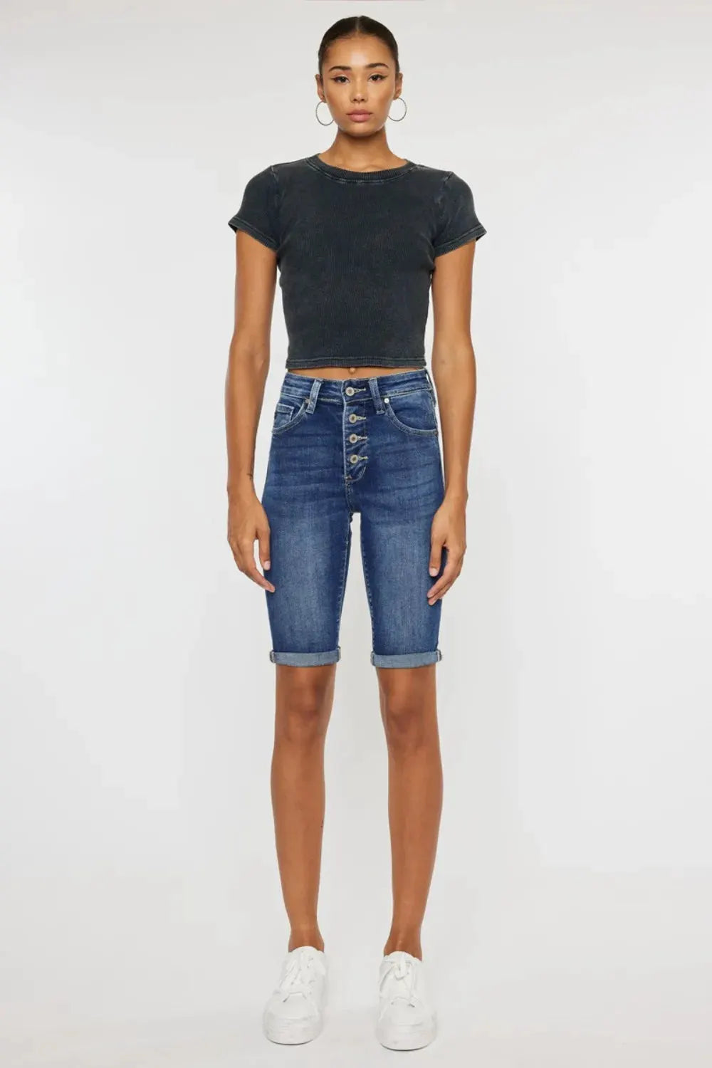 Kancan Full Size Cat's Whiskers Button Fly Denim Shorts by Kancan