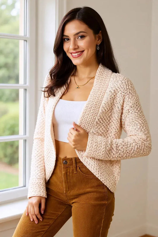 Double Take Open Front Long Sleeve Cardigan by Double Take
