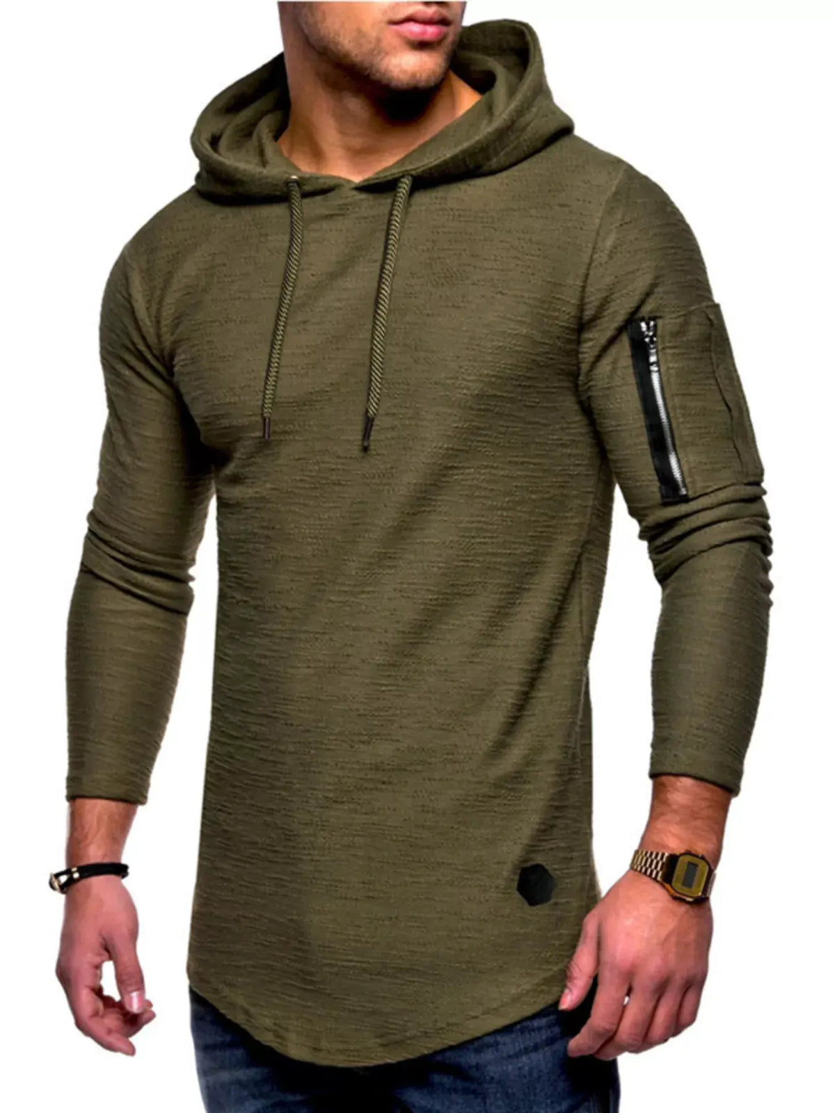 Men's Plus Size Casual Slim Fit Long Sleeve Hoodie by Partner Label