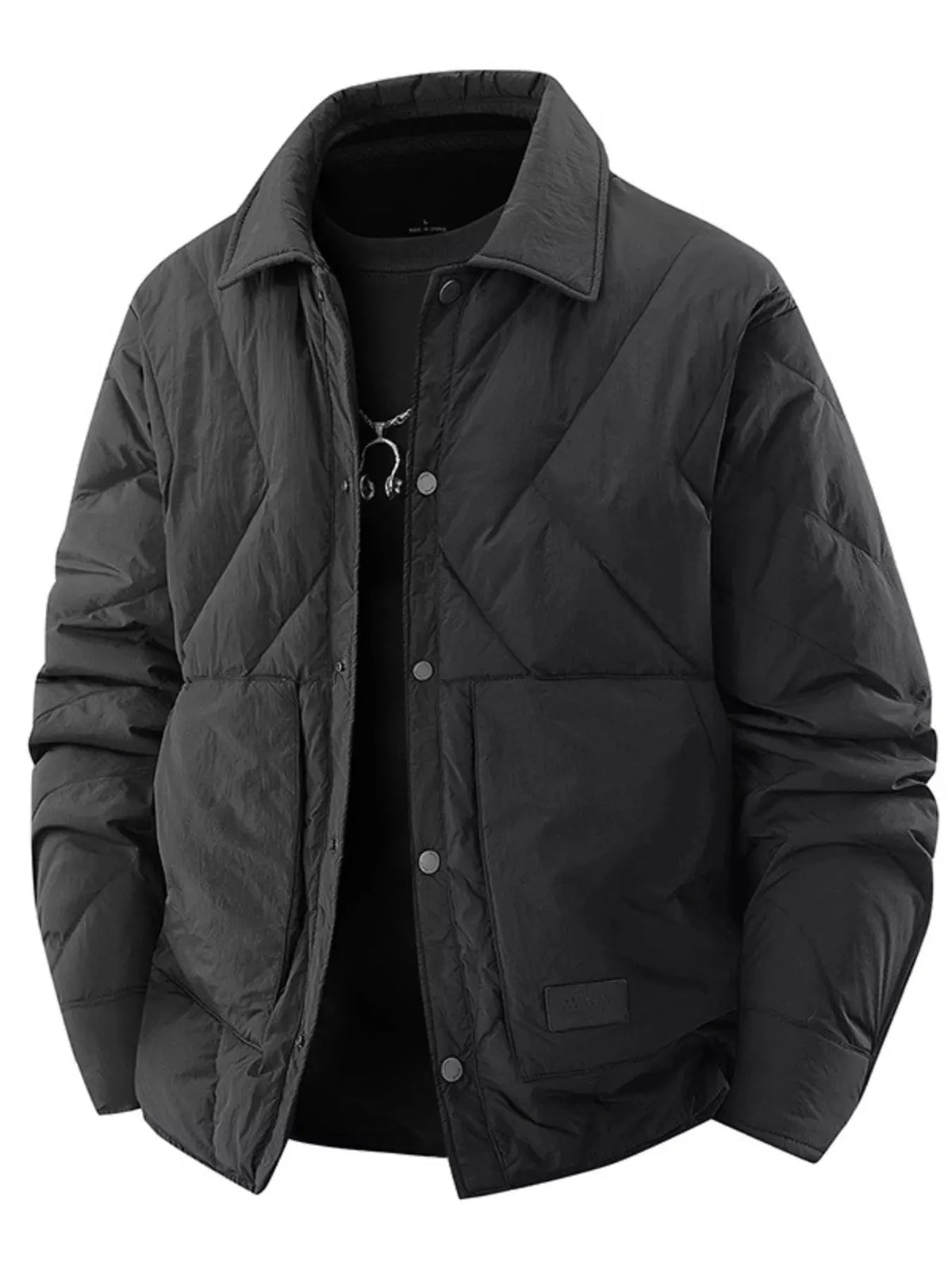 Men’s Plus Size Quilted Padded Snap Down Jacket | Partner Labels Selection by Partner Label