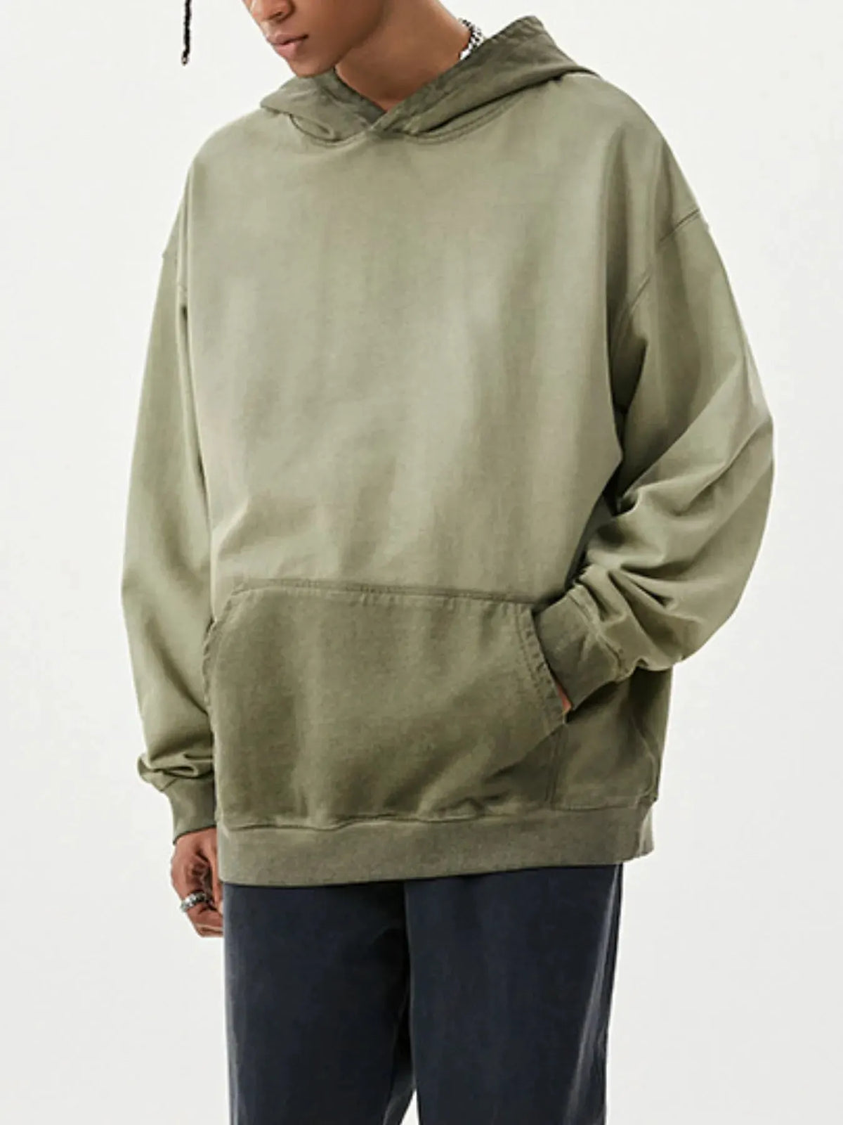 Men's Drop Shoulder Long Sleeve Hoodie by Trendsi