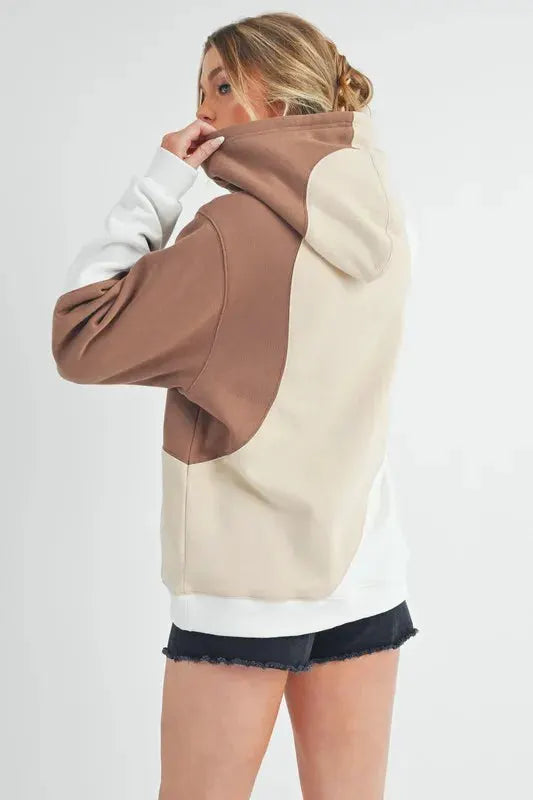 Aemi + Co Color Block Hoodie with Kangaroo Pocket by Partner Label