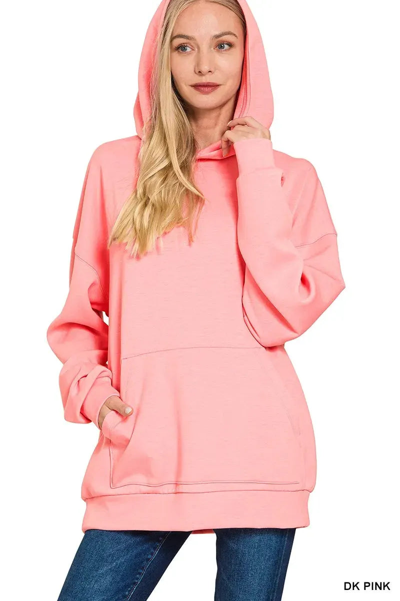 Zenana Oversized Scuba Hoodie with Kangaroo Pocket by Zenana