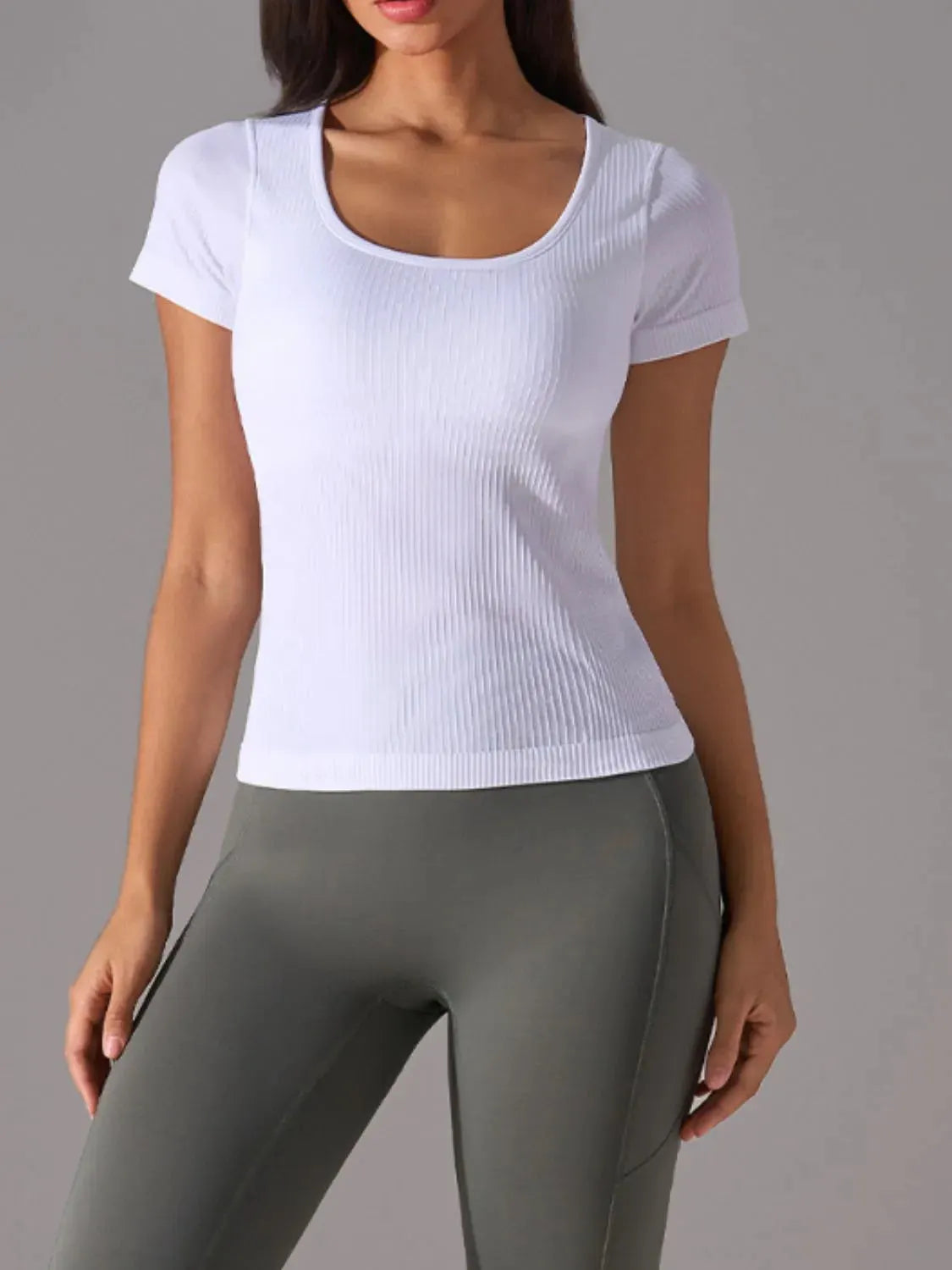 Square Neck Active T-Shirt with Detachable Chest Pads by Partner Label