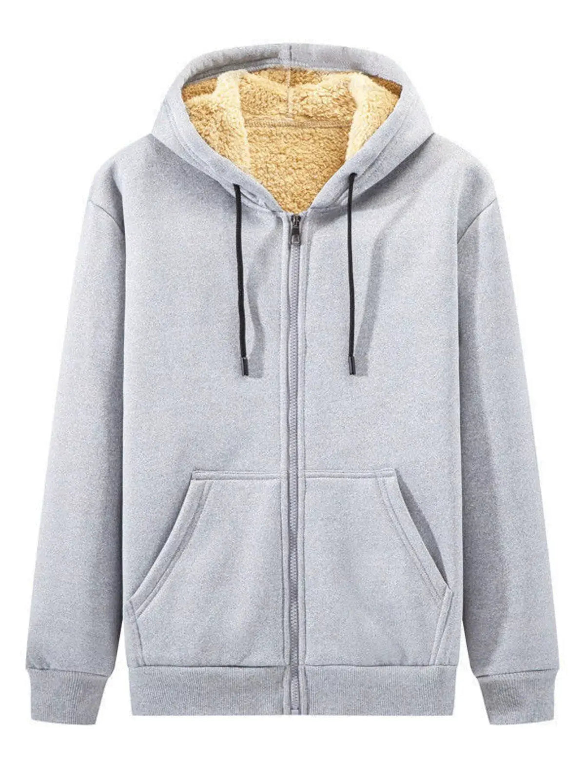 Men's Plus Size Sherpa Lined Zip Up Hoodie by Trendsi