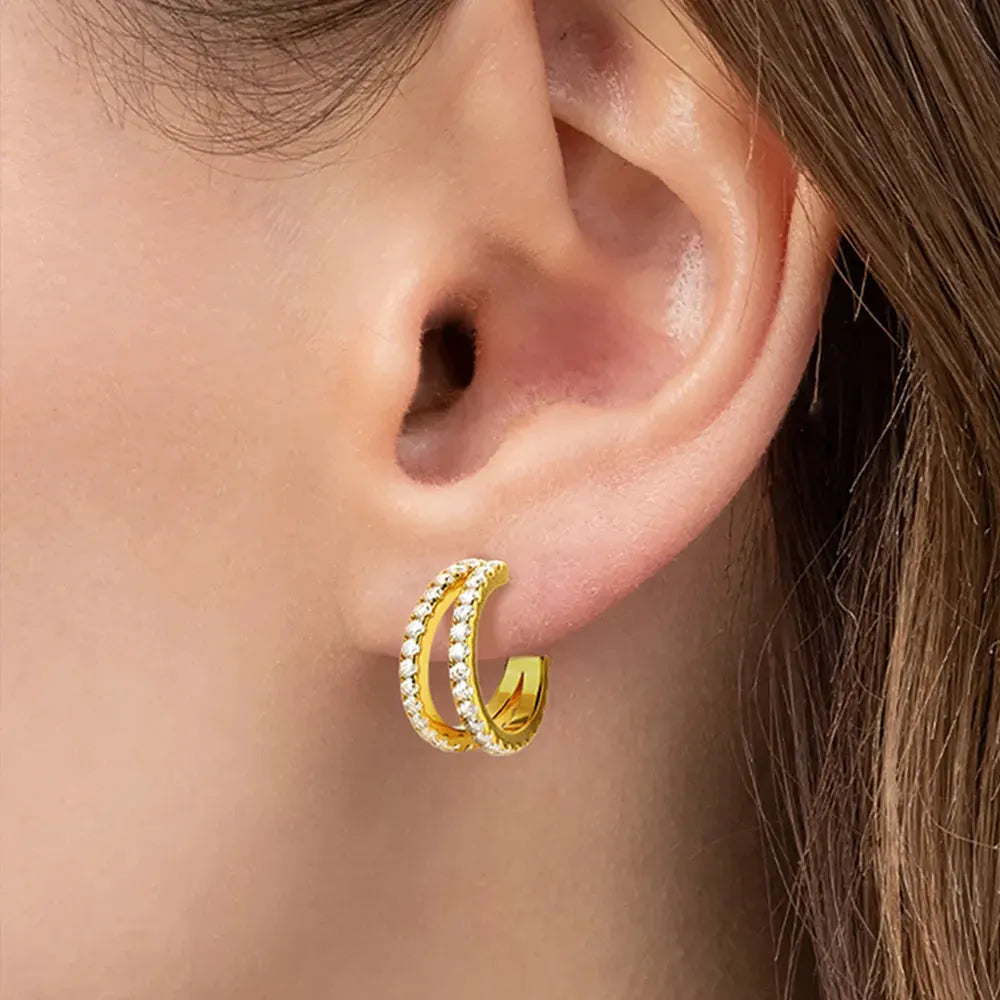 Moissanite 925 Sterling Silver C-Hoop Earrings by Partner Label