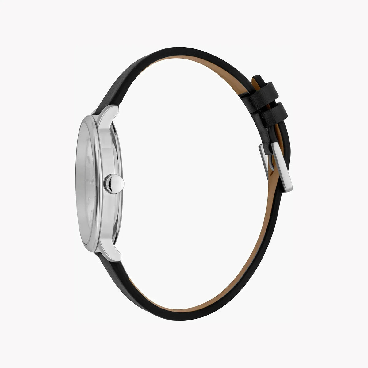 Esprit Men's Black Leather Watch, Silver Dial | Es1g201m0035 by ESPRIT