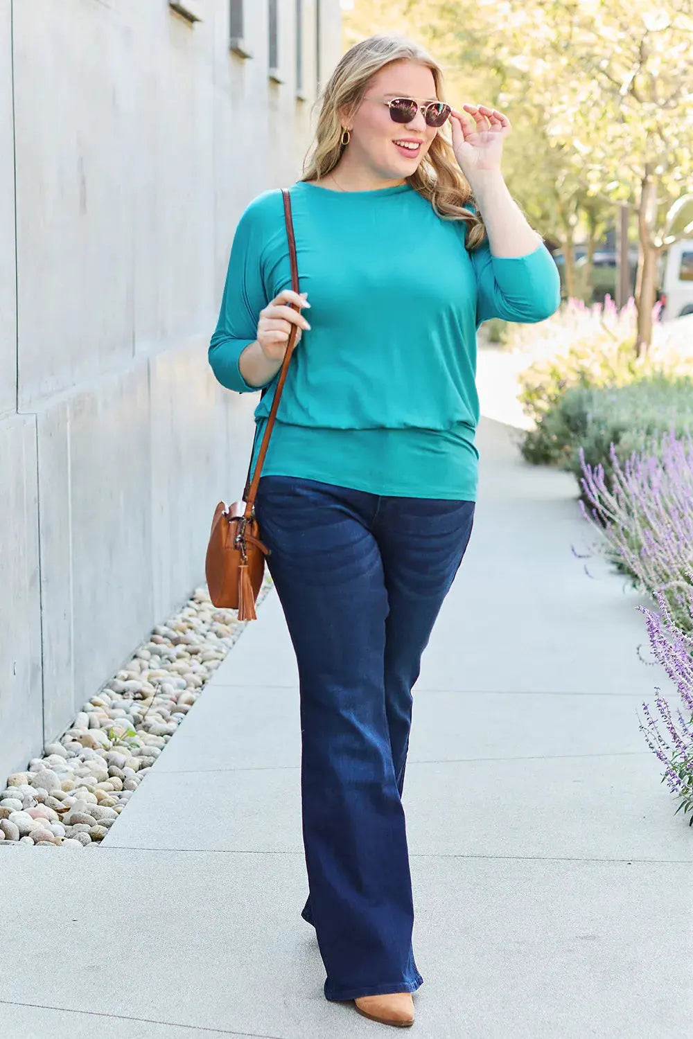Basic Bae Full Size Round Neck Batwing Sleeve Top by Basic Bae