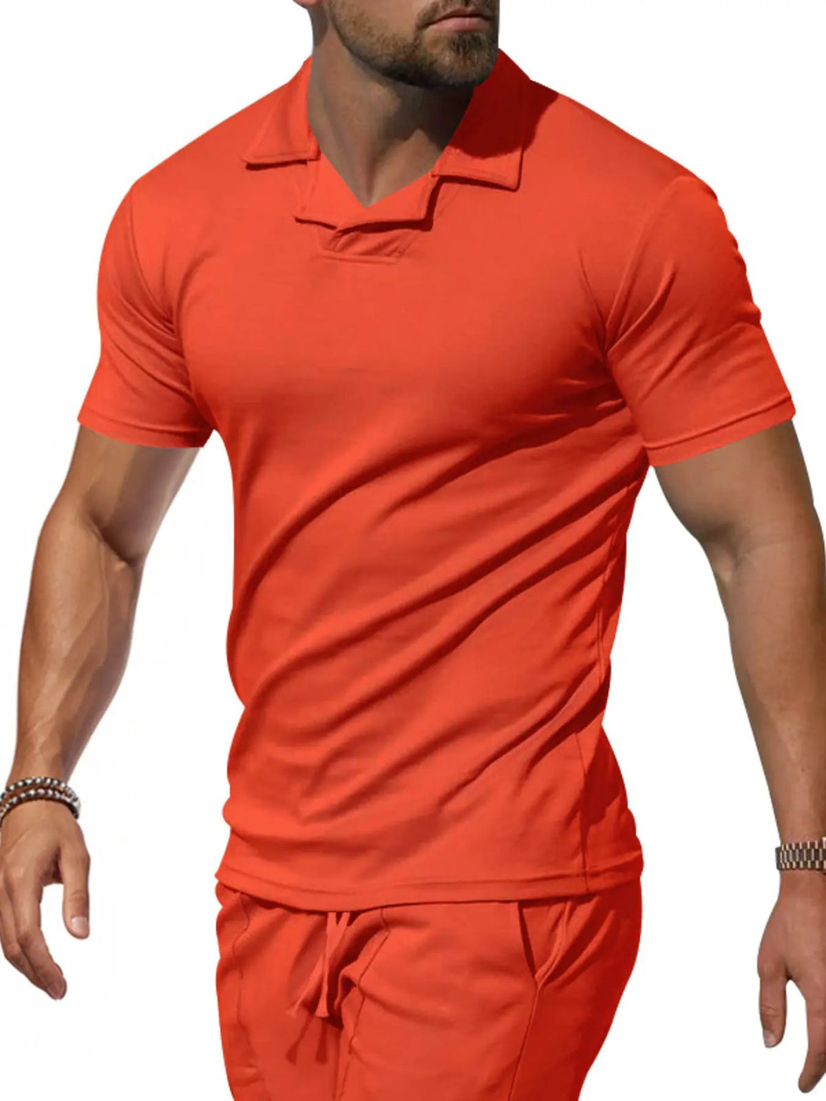 Men's Full Size Casual Short Sleeve Polo Plus Size by Trendsi