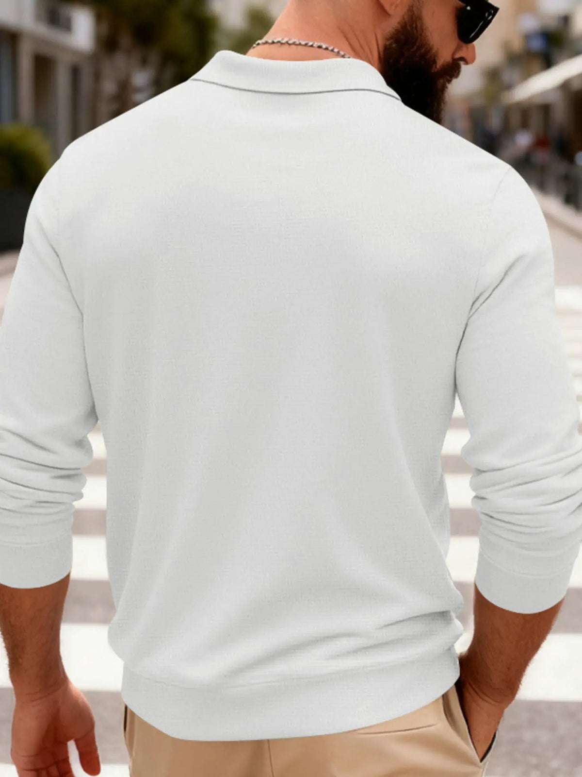 Men's Full Size Slim Fit Long Sleeve Polo Plus Size by Trendsi