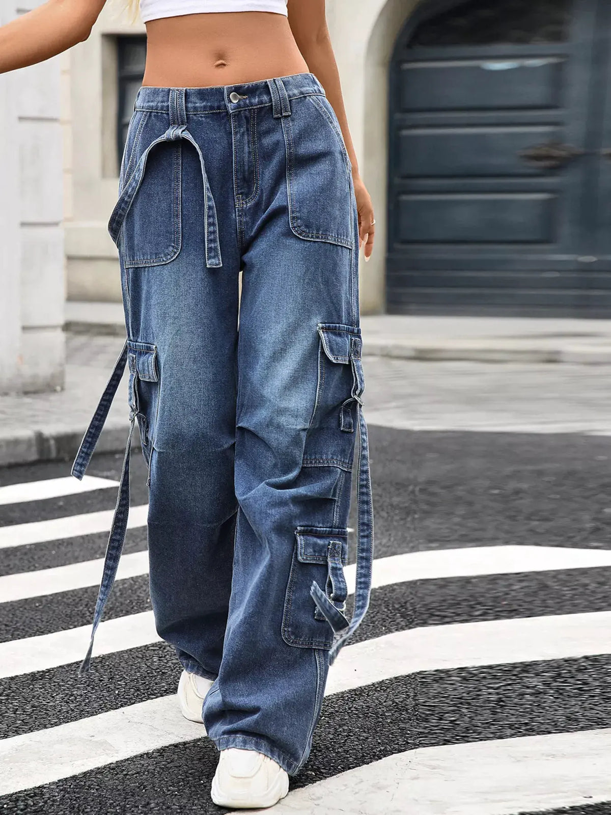 Wide Leg Cargo Jeans by Partner Label