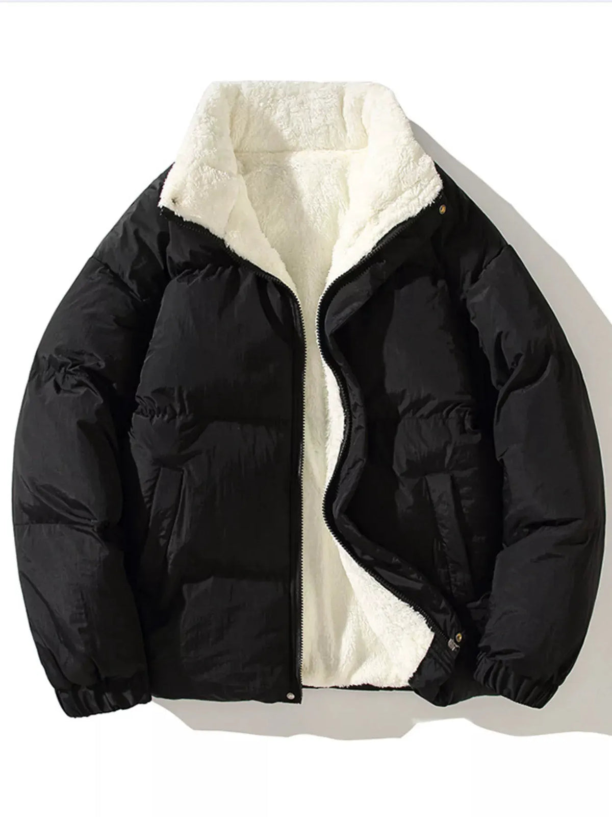 Men's Full Size Zip Up Fleece Puffer Jacket Plus Size by Partner Label