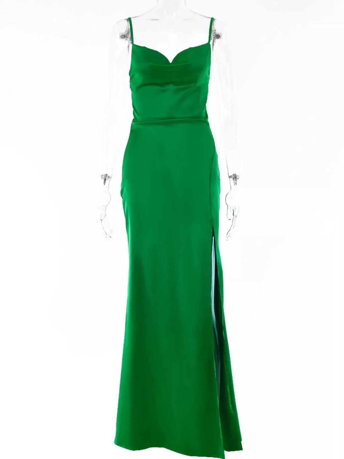 Ruched Split Spaghetti Strap Maxi Dress by Partner Label