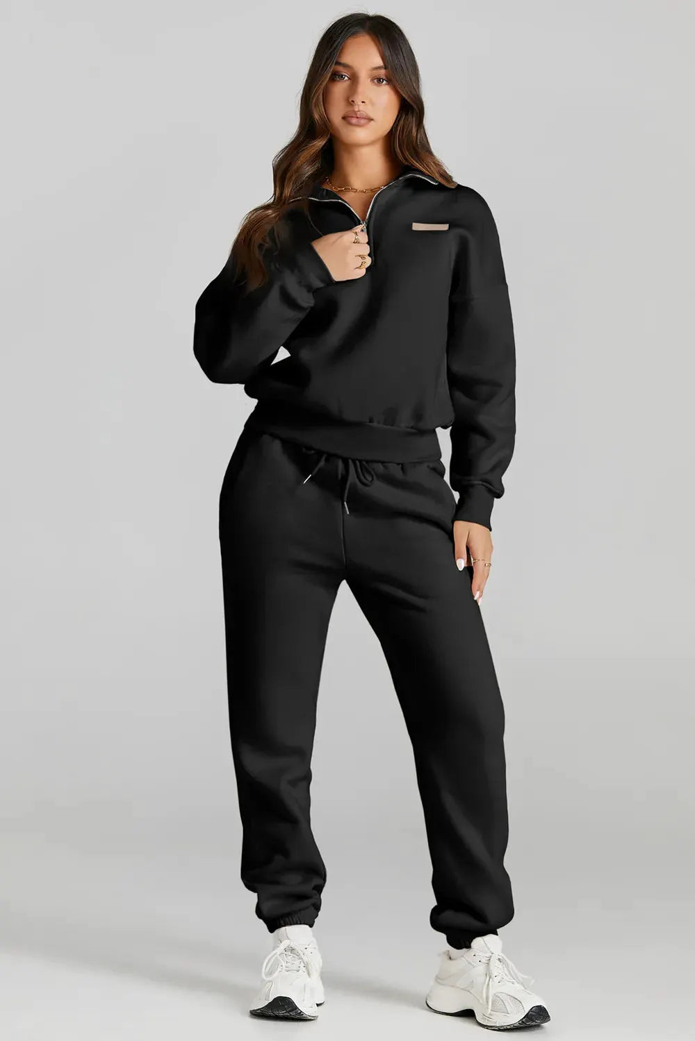 Quarter Zip Top and Drawstring Pants Active Set by Partner Label