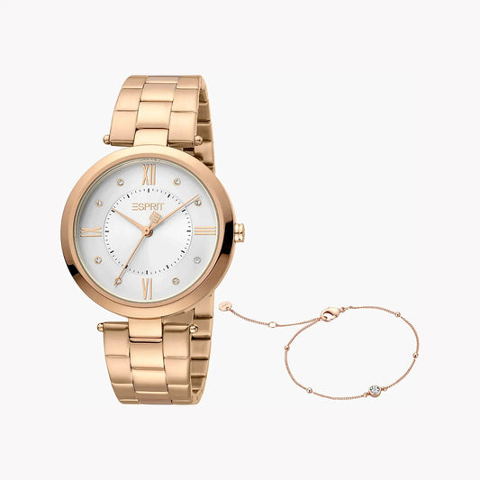 Esprit Women's Rose Gold Stainless Steel Watch, Silver Dial | Es1l123m0055 by ESPRIT