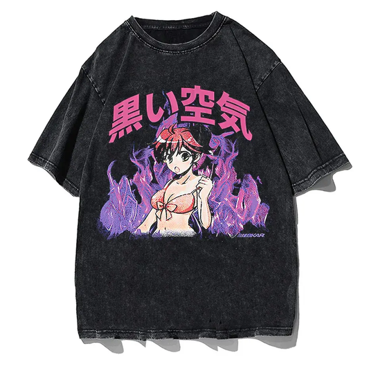 Japanese Anime Girl Oversized Streetwear T-Shirt by Vimost Shop