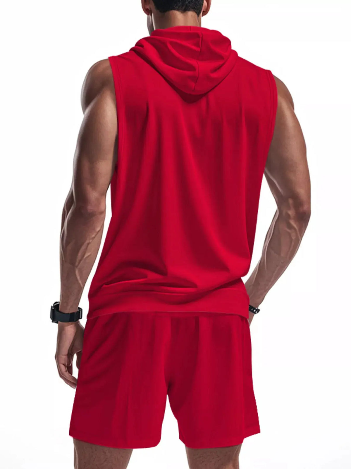 Men's Full Size Zip Up Sleeveless Hoodie & Shorts Set Plus Size by Partner Label