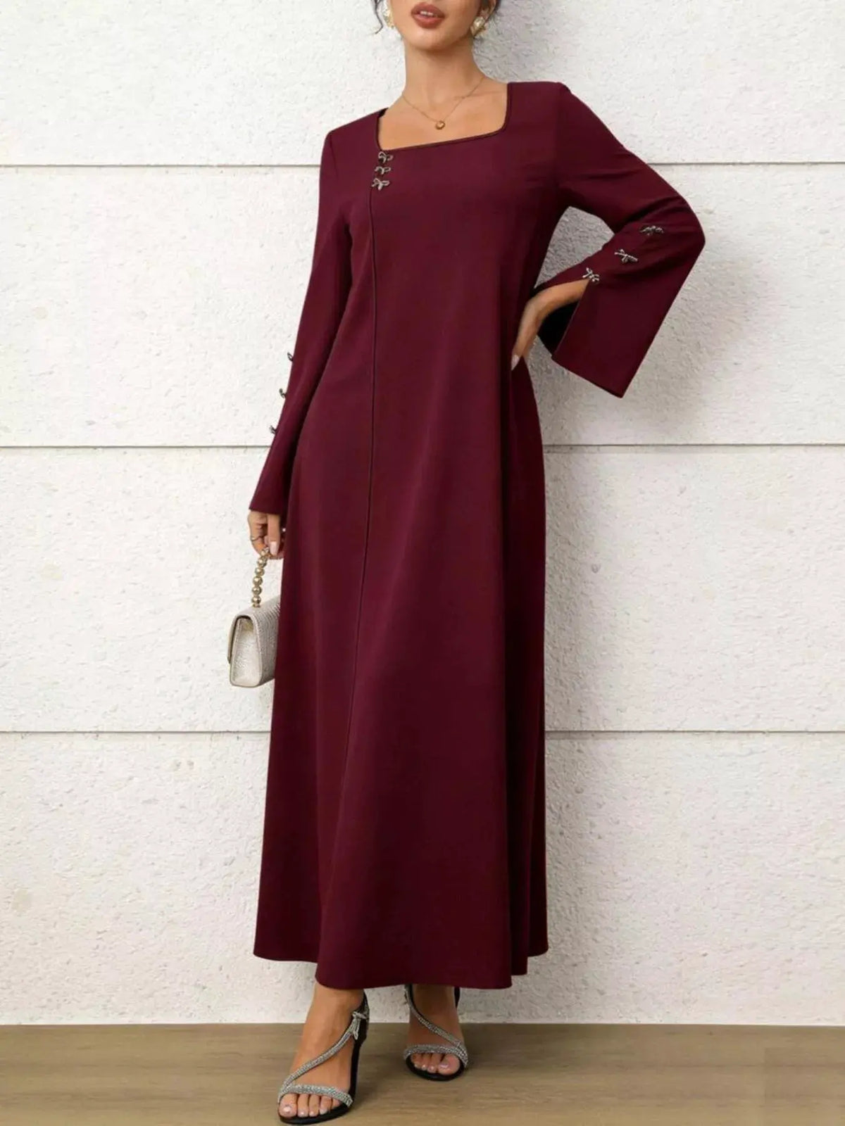 Square Neck Flare Sleeve Maxi Dress by Partner Label