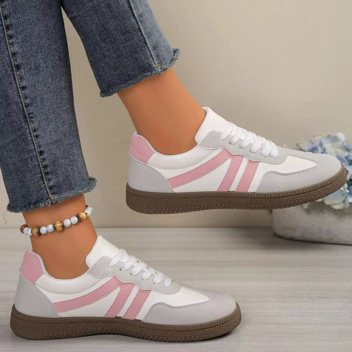 Striped Lace‑Up Casual Sneakers | Partner Labels Selection by Partner Label
