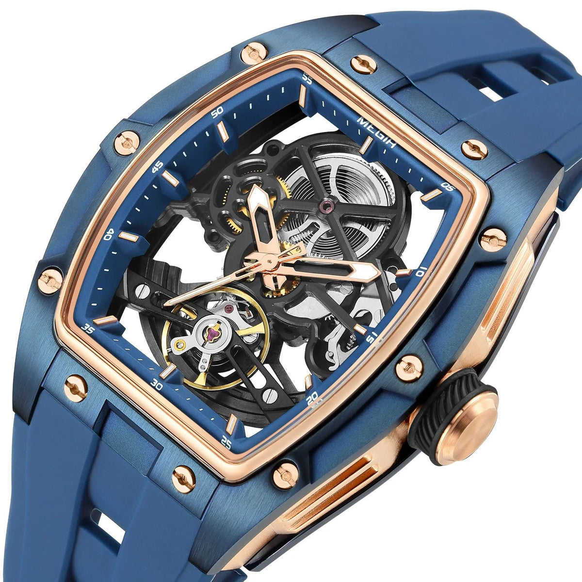 MEGIR Original Fashion Men Watches Automatic Mechanical Watch Steel Case Sport Skeleton Dial Wristwatch Waterproof Clock Reloj Hombre 2242 by MEGIR WATCH GROUP