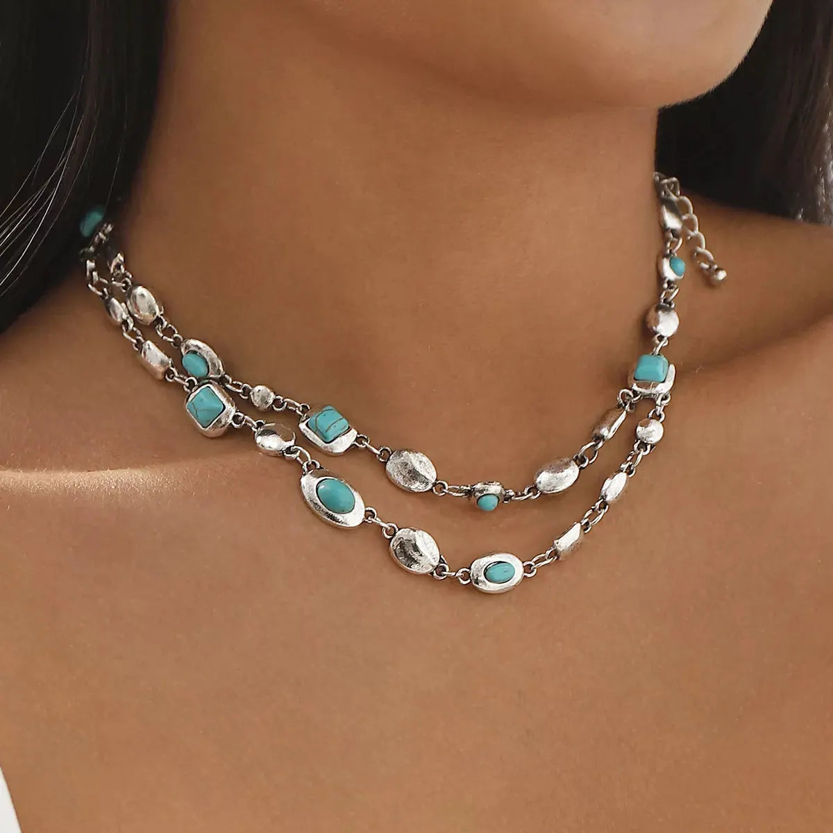 Vintage Multi-Gemstone Double Layered Necklace by Partner Labels