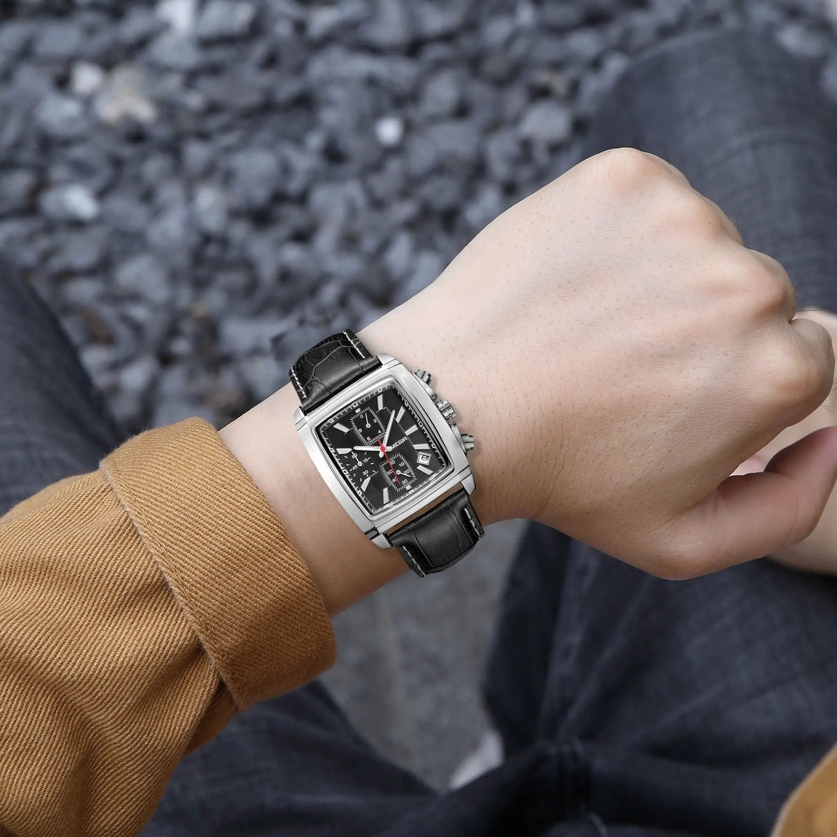 MEGIR Watch Men Business Wristwatch Rectangle Quartz Military Watches Waterproof Luminous Leather Strap Sport Casual Clock Reloj Hombre 2028 by MEGIR WATCH GROUP