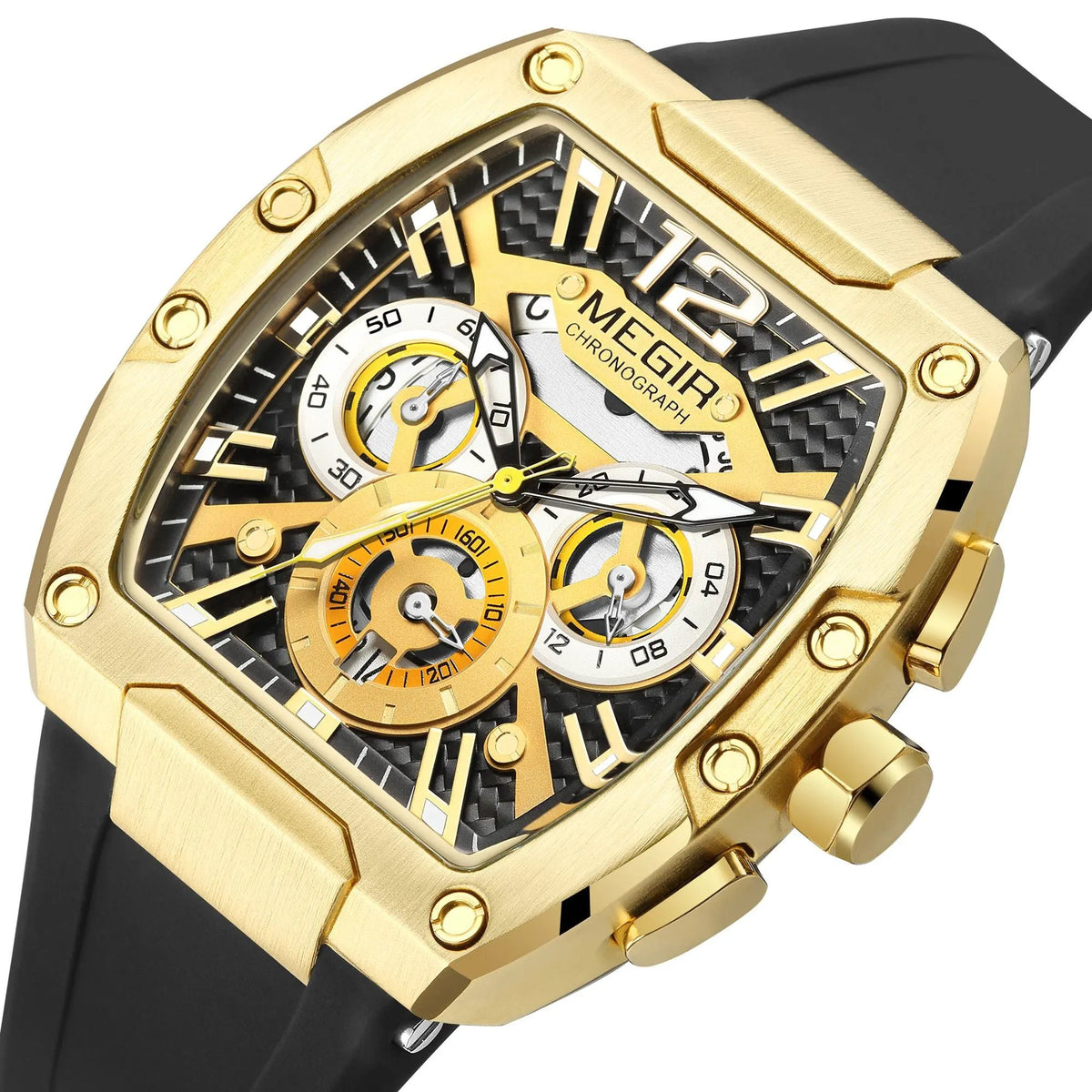 MEGIR Chronograph Luxury Sport Quartz Watch Men Waterproof Luminous Silicone Casual Big Dial Wristwatch Auto Date Reloj Hombre 8112 by MEGIR WATCH GROUP