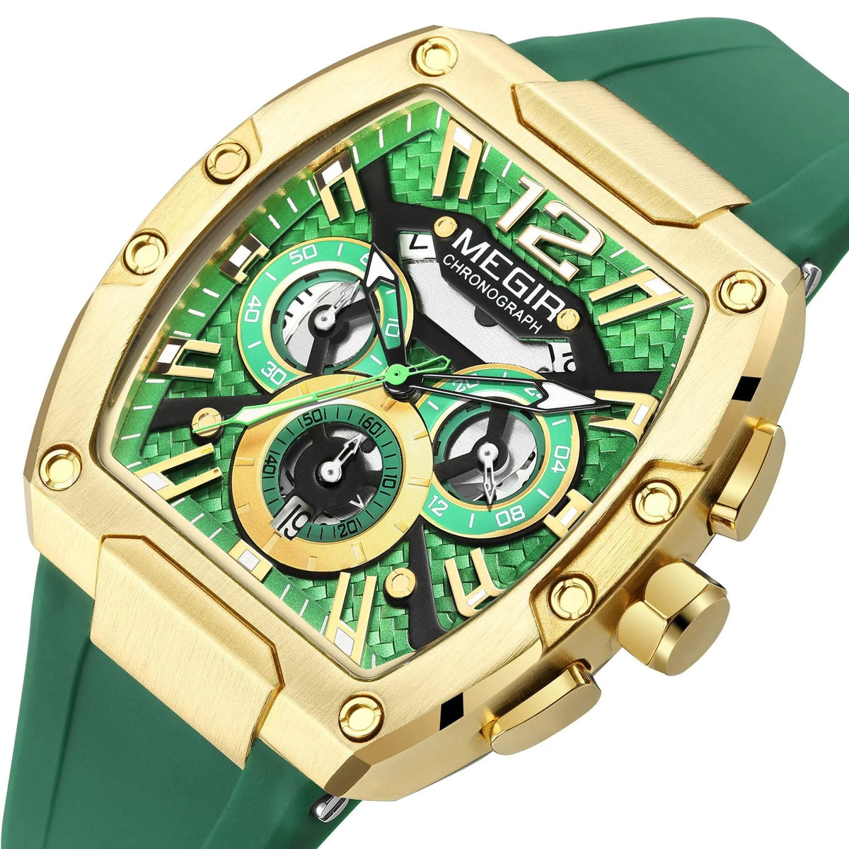 MEGIR Chronograph Luxury Sport Quartz Watch Men Waterproof Luminous Silicone Casual Big Dial Wristwatch Auto Date Reloj Hombre 8112 by MEGIR WATCH GROUP