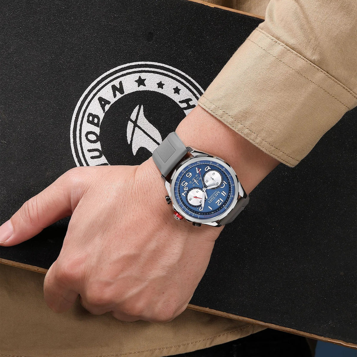MEGIR Men Watches Luxury Quartz Wristwatch Gray Waterproof Military Sports Chronograph Silicone Strap Clock Montre Homme 2230 by MEGIR WATCH GROUP