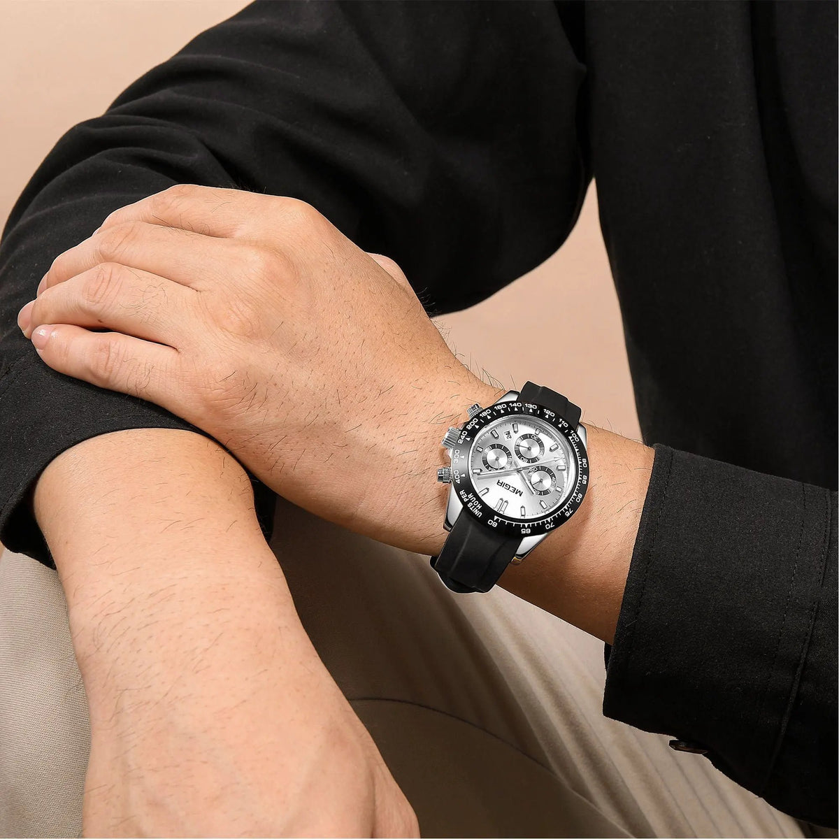 MEGIR Fashion Business Watches for Men Sport Quartz Wristwatch Waterproof Date Clock Chronograph 24-hour Relogio Masculino 8104 by MEGIR WATCH GROUP