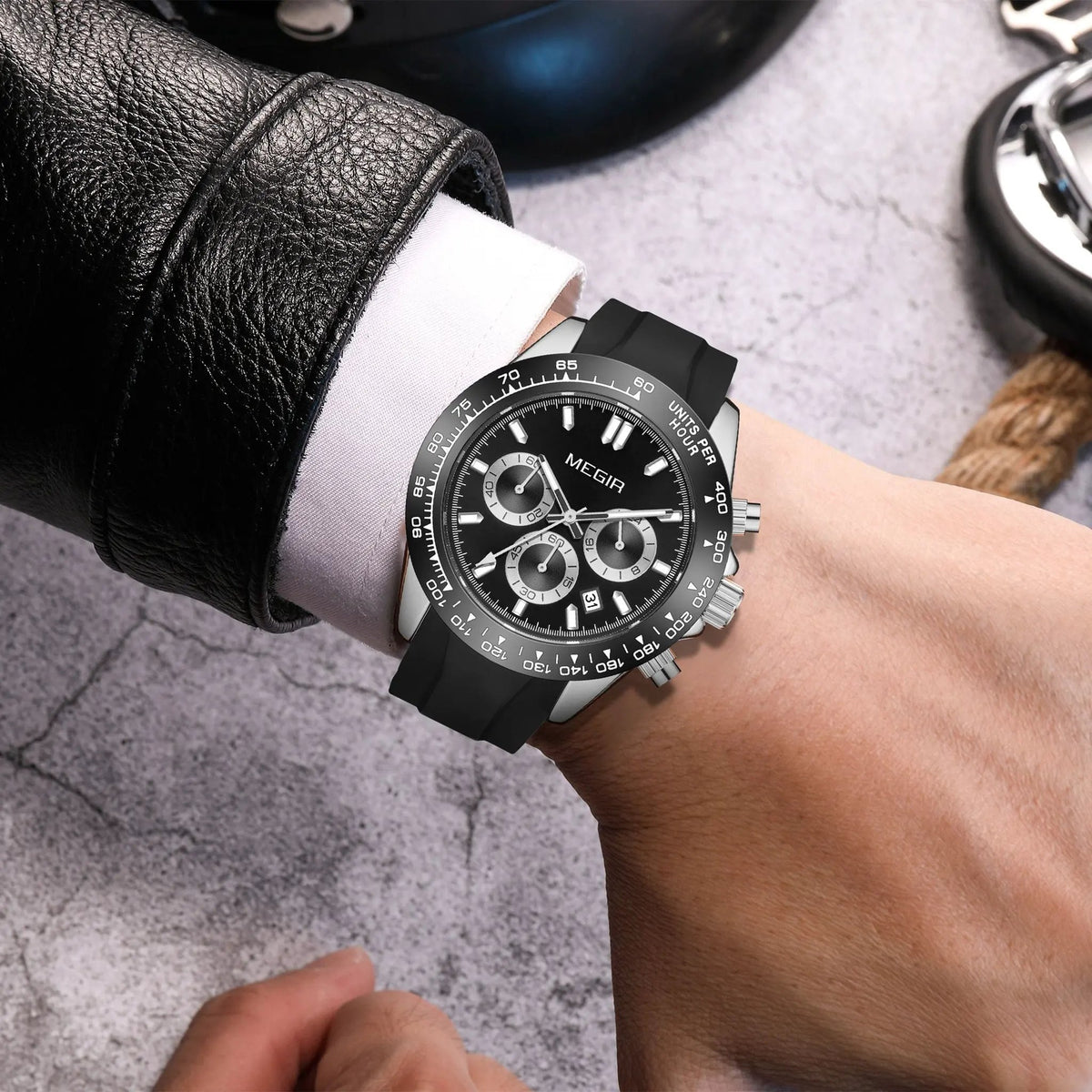 MEGIR Fashion Business Watches for Men Sport Quartz Wristwatch Waterproof Date Clock Chronograph 24-hour Relogio Masculino 8104 by MEGIR WATCH GROUP