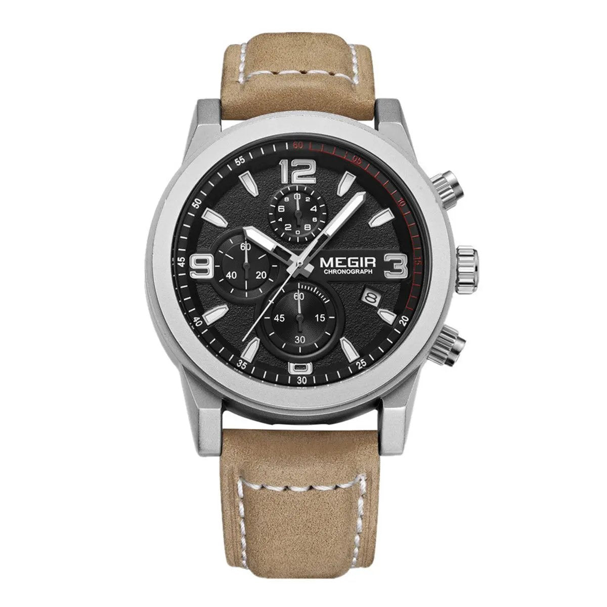 MEGIR Luxury Chronograph Men's Sport Watches Leather Strap Quartz Wristwatch Luminous Casual Male Clock Relogio Masculino 2026 by MEGIR WATCH GROUP