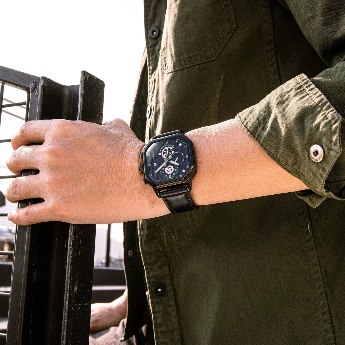 MEGIR Fashion Square Case Men's Sport Watch Quartz Chronograph Luminous Military Wristwatches Luminous Date Clock Reloj Hombre 8106 by MEGIR WATCH GROUP