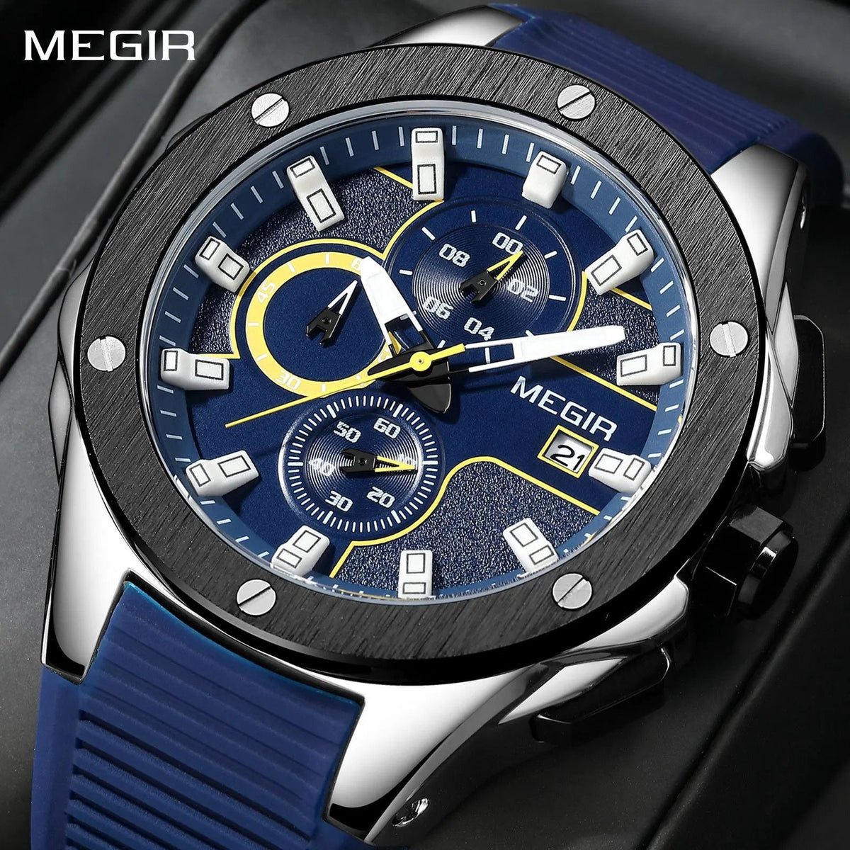 MEGIR Men Sport Military Watch Luxury Luminous Waterproof Chronograph Quartz Wristwatch Date Clock Relogio Masculino 2053 by MEGIR WATCH GROUP