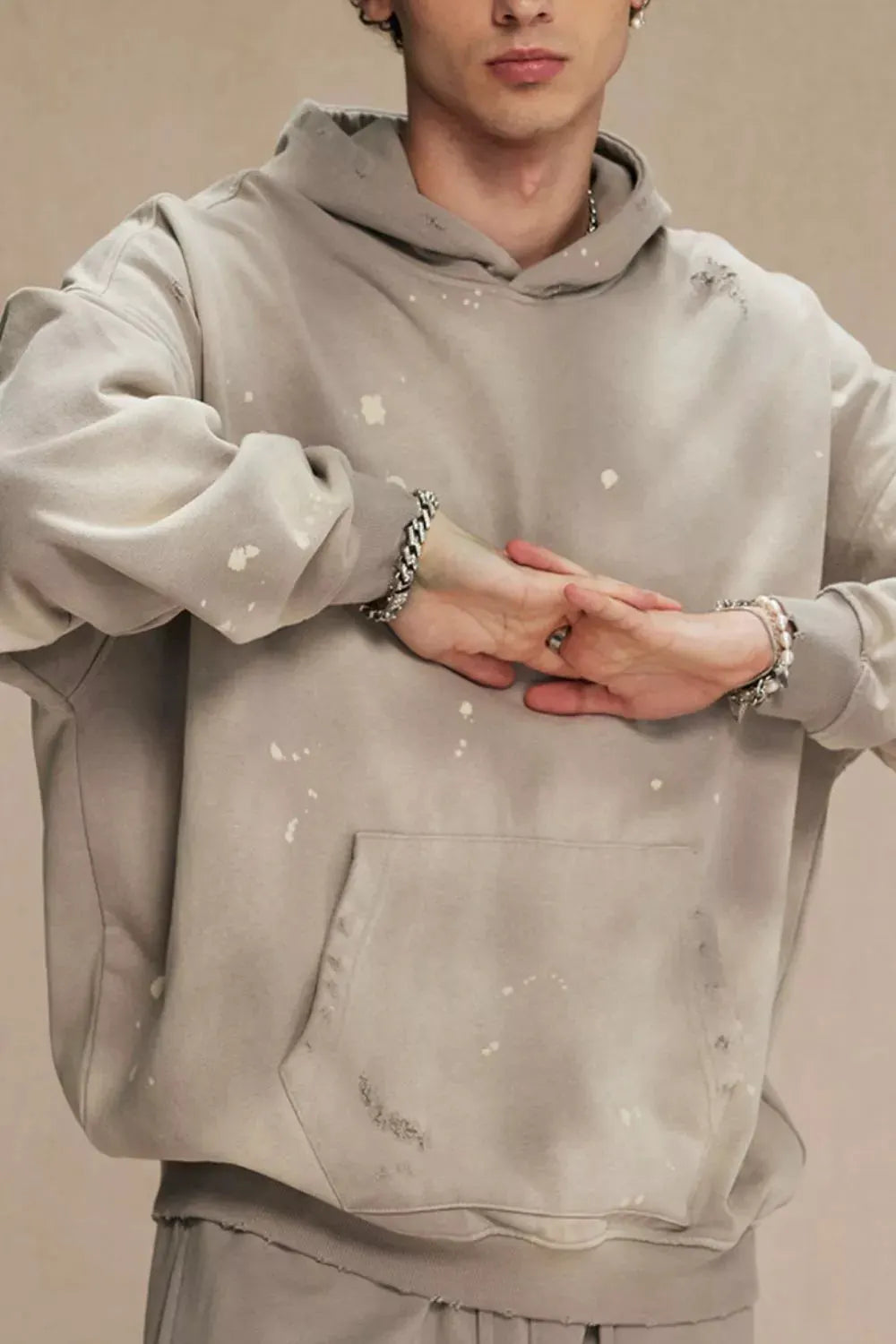 Men's Plus Size Drawstring Kangaroo Pocket Hoodie by Trendsi