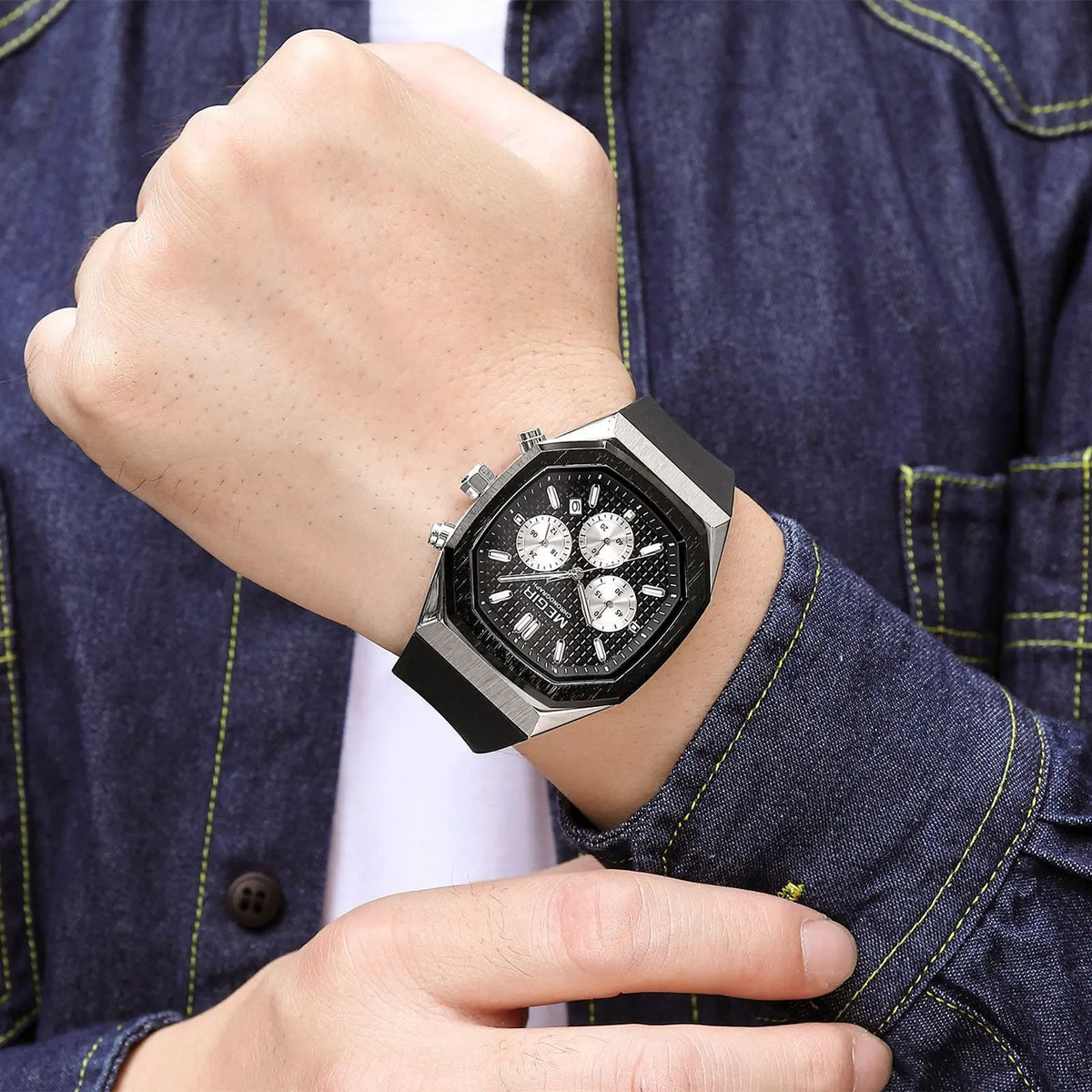 MEGIR Fashion Sport Military Watches for Men Luxury Quartz Wristwatch Silicone Strap Waterproof Date Clock 24-hour Reloj Hombre 2215 by MEGIR WATCH GROUP