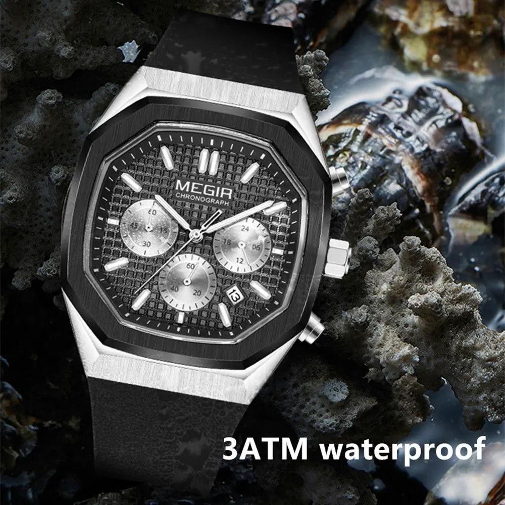 MEGIR Fashion Sport Military Watches for Men Luxury Quartz Wristwatch Silicone Strap Waterproof Date Clock 24-hour Reloj Hombre 2215 by MEGIR WATCH GROUP
