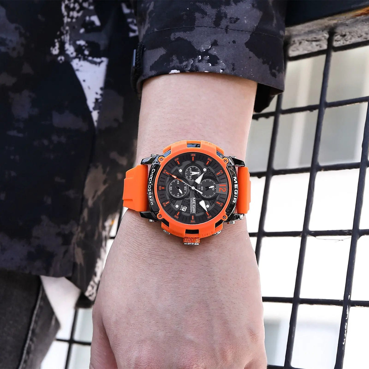 MEGIR Fashion Military Watch for Men Silicone Strap Sport Quartz Chronograph Waterproof Male Clock Wristwatch Reloj Hombre 2208 by MEGIR WATCH GROUP